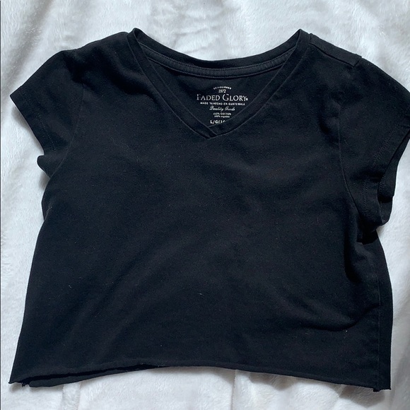 raw hem cropped black t shirt - Picture 1 of 1